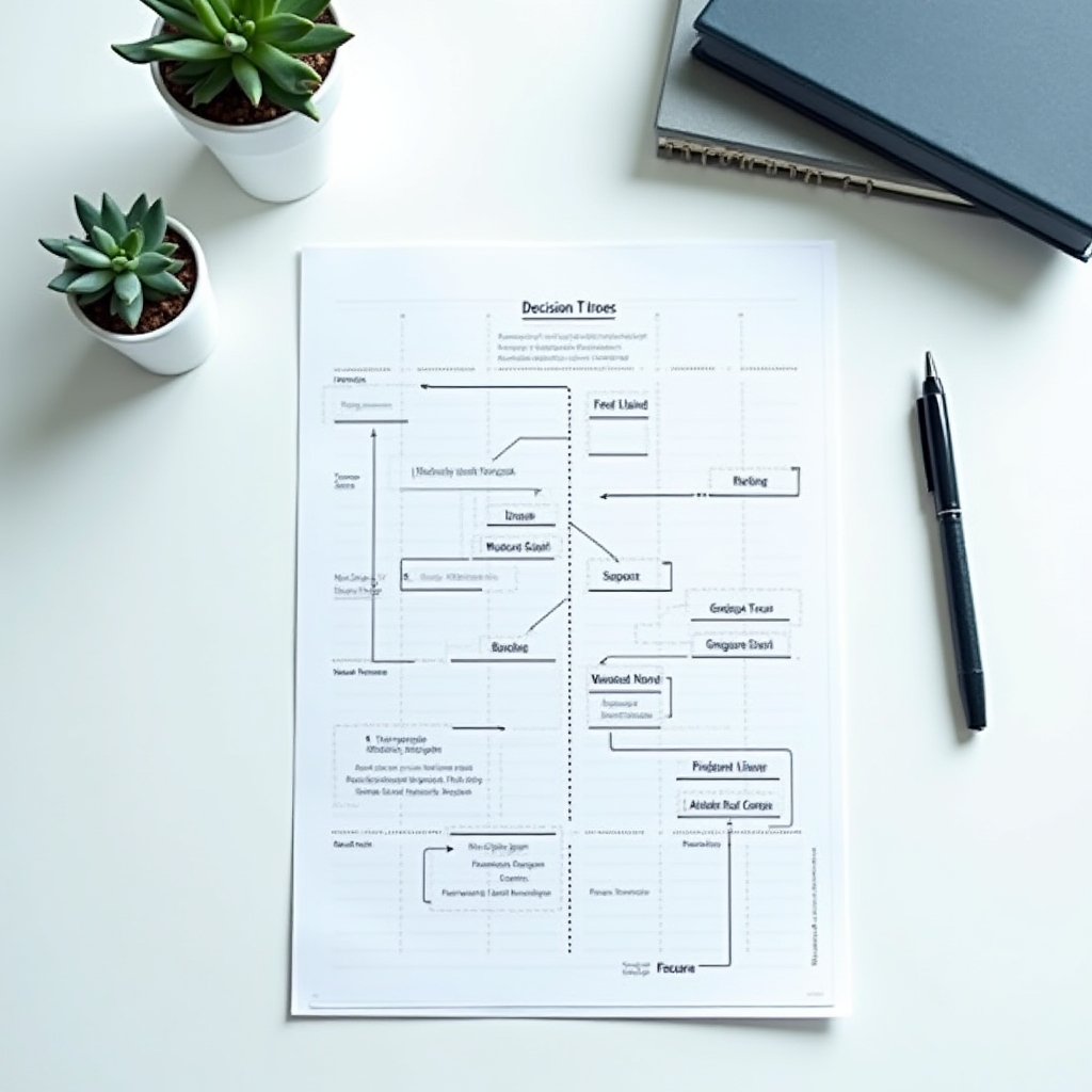 A visual framework for structured decision-making displayed on a clean workspace